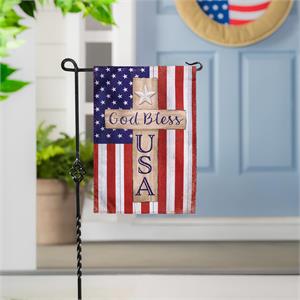 Garden Flag Patriotic Burlap Cross