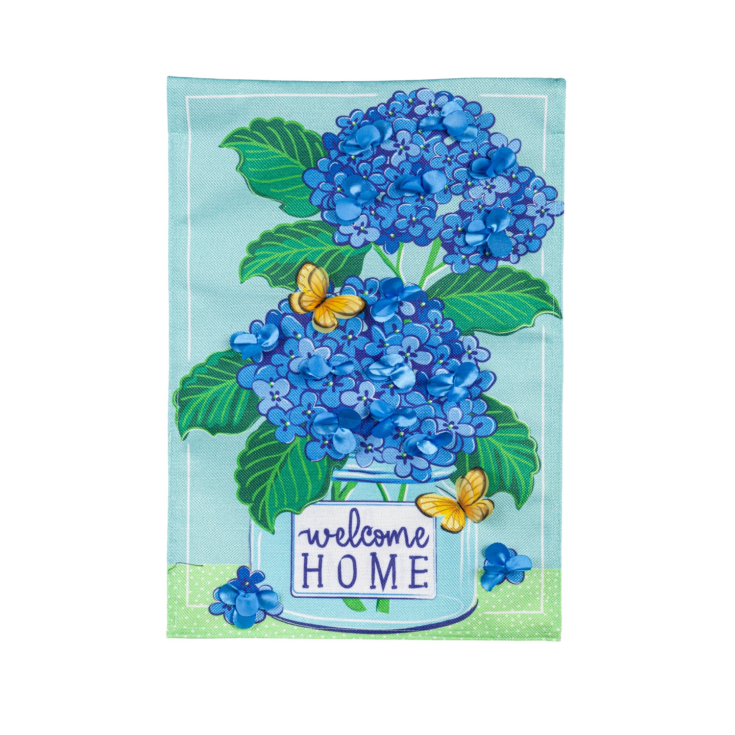 Garden Flag Burlap Welcome Home Hydrangeas
