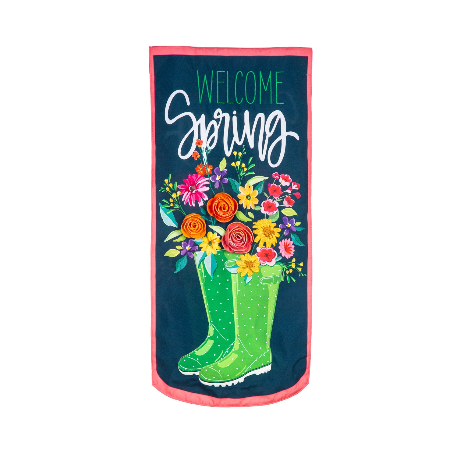 Welcome Spring Rain Boots Everlasting Textile Door Decor
