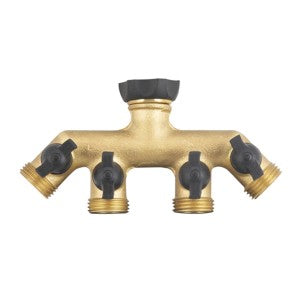 Landscaper's Select Brass 4-Way Hose Manifold