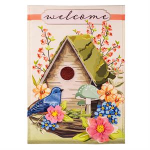 Garden Flag Spring Birdhouse Applique