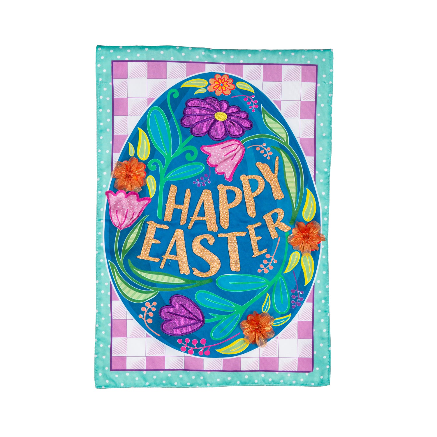 Garden Flag Applique Happy Easter Egg