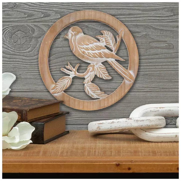 Wall Decor Circle Wood Bird