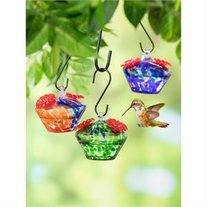 Hummingbird Feeder Pollinator Garden Art Glass