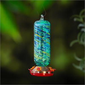 Hummingbird Feeder Blue Coastal Glass