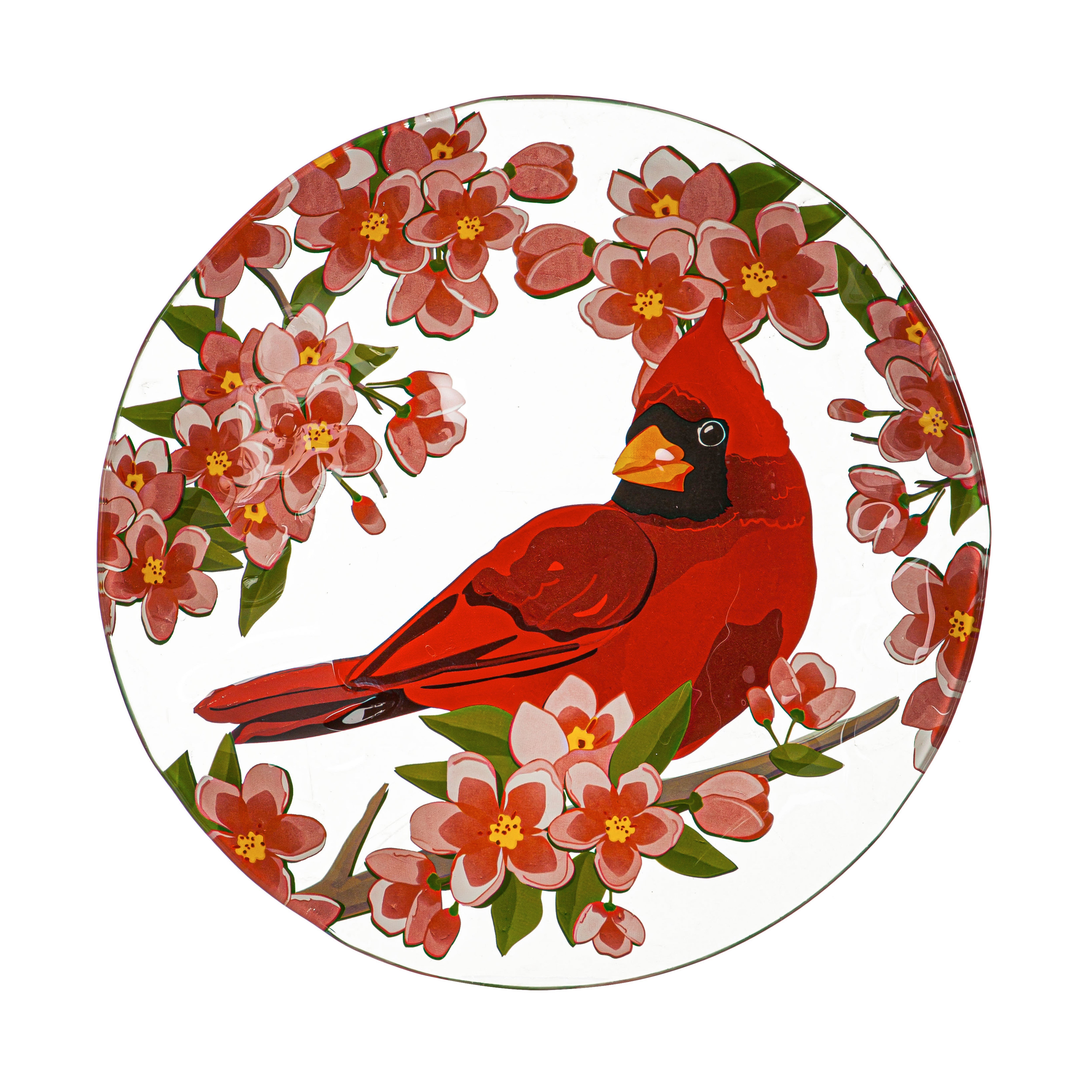 Birdbath 18" Hand Painted & Embossed Cardinal