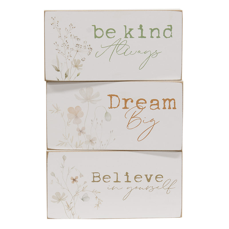 Dream, Believe, Be Kind Floral Block - 3 Asstd
