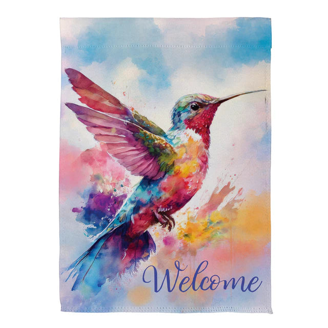 House Flag, Watercolor Hummingbird Suede