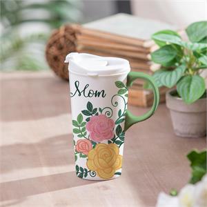 Ceramic Travel Cup Mom and Florals