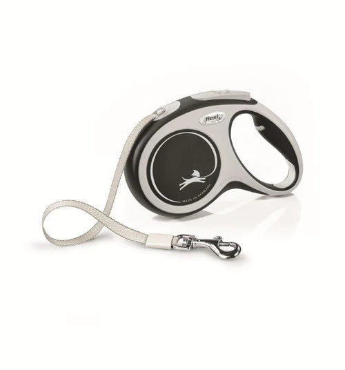 Flexi New Comfort Retractable Tape Leash Gray Md 16' 55lb