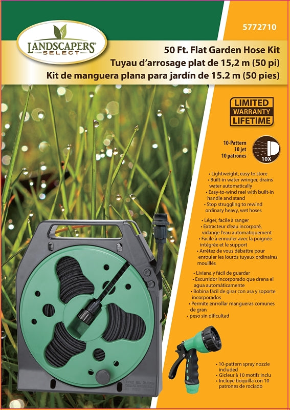 L.S. Flat Hose Reel w/50' Hose & Sprayer