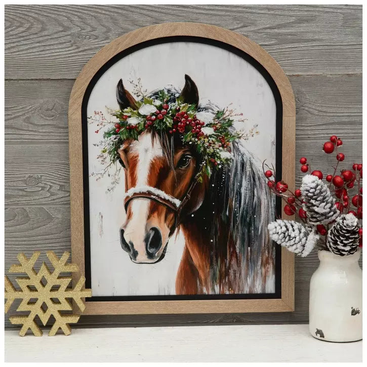 Christmas Wall Decor Horse with Wreath