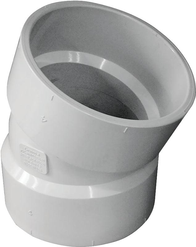 PVC 4-in DWV 22.5 Degree Elbow Schedule 40
