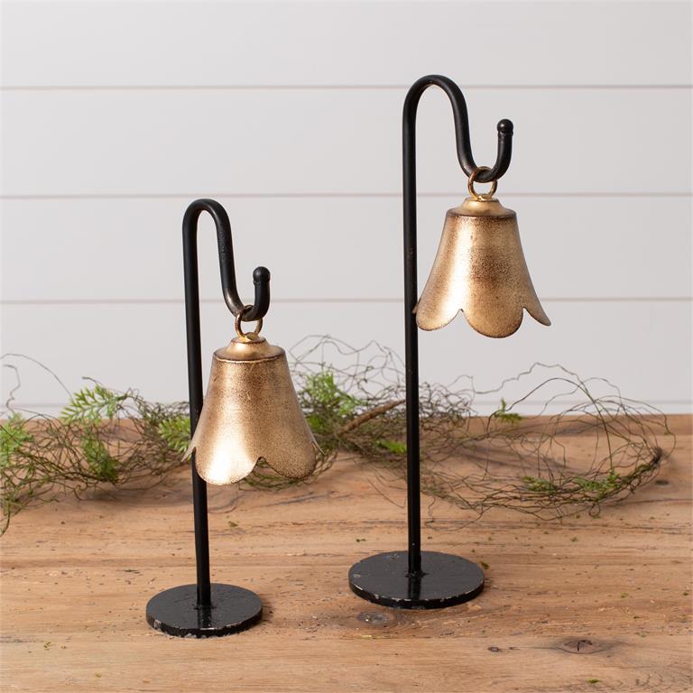 Gold Fluted Bell On Stand