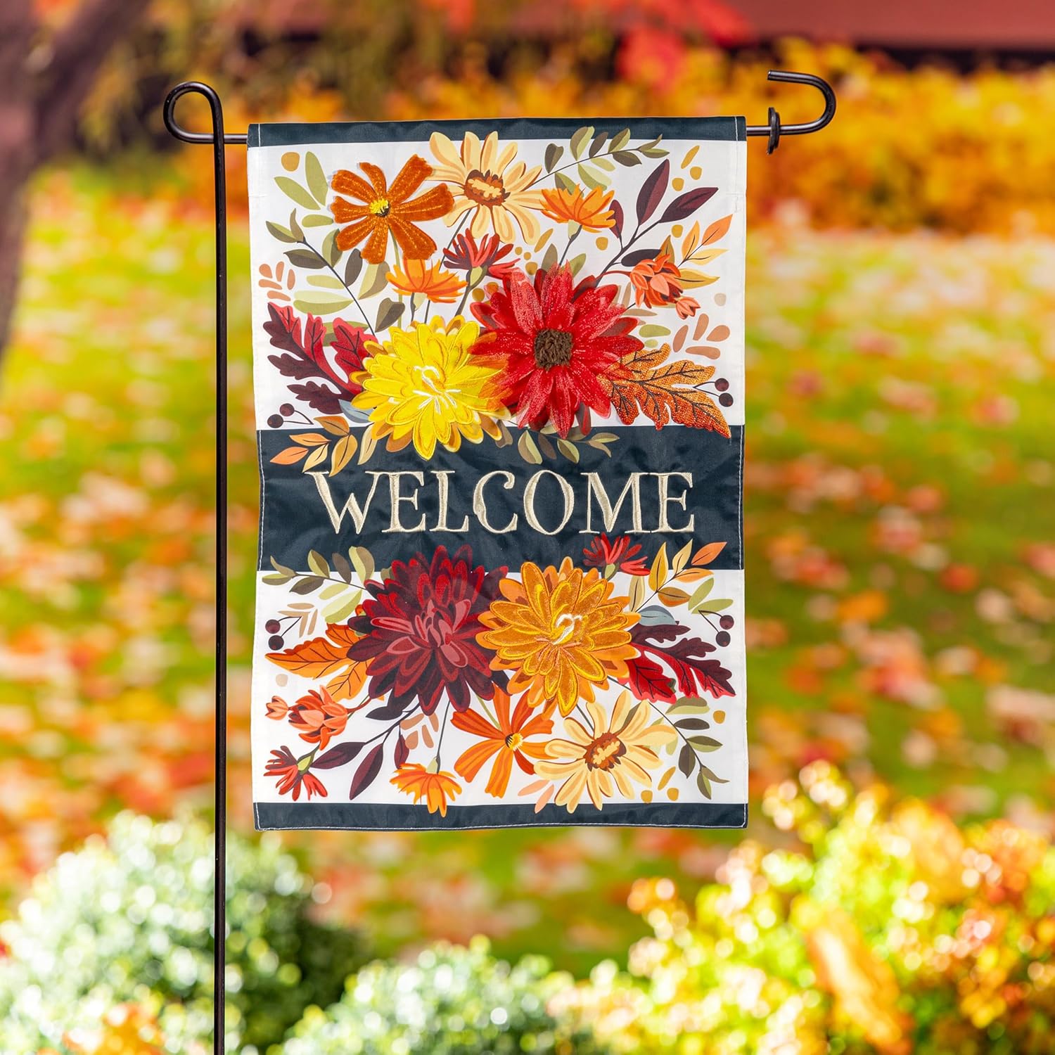 Garden Flag Fall Floral Applique