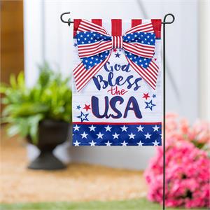 Garden Flag Bless The USA Bow Applique