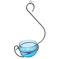 Blue Glass Hanging Treat Feeder