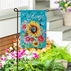 Garden Flag Colorful Summer Blooms Burlap