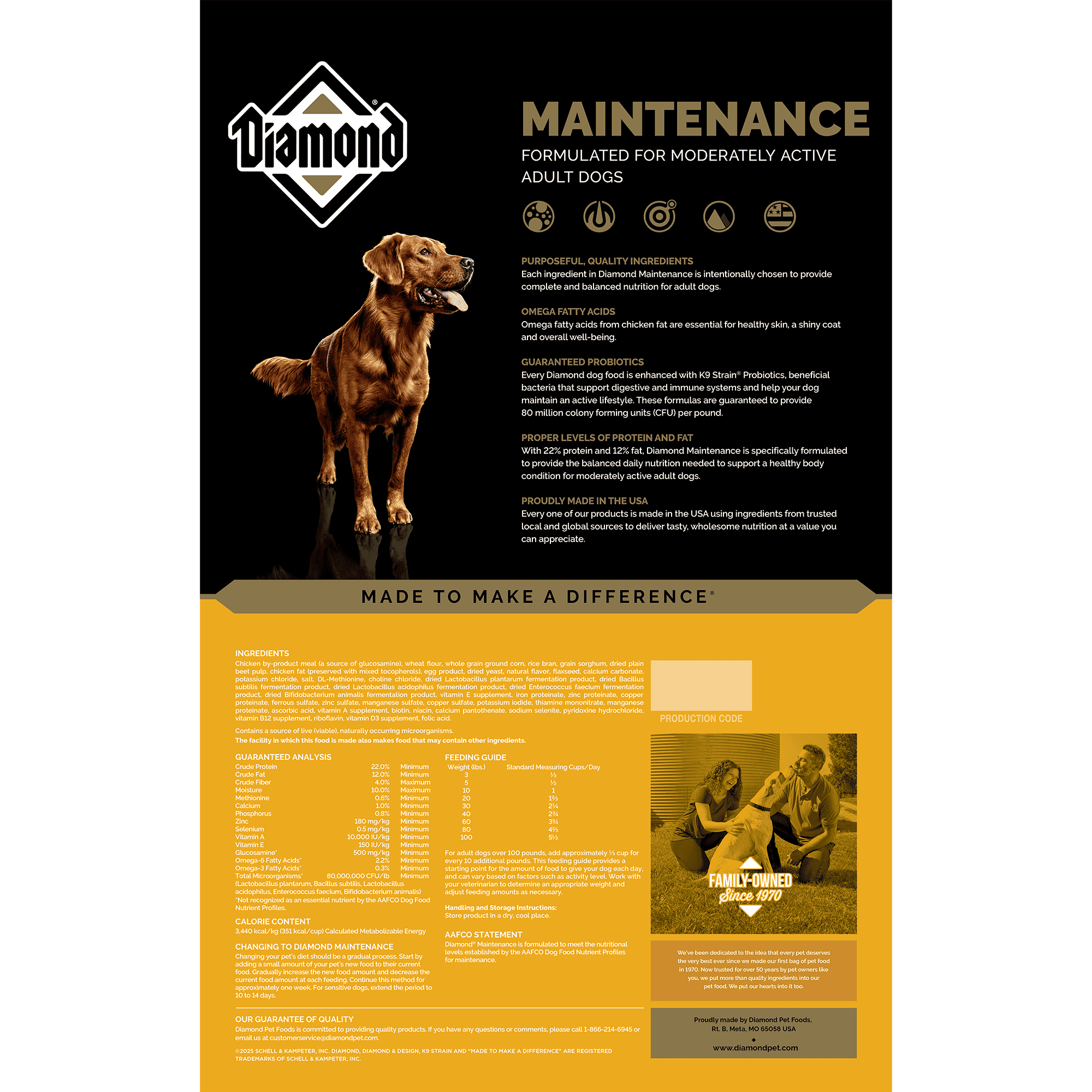Diamond 22% Maintenance Dog Food 50lb