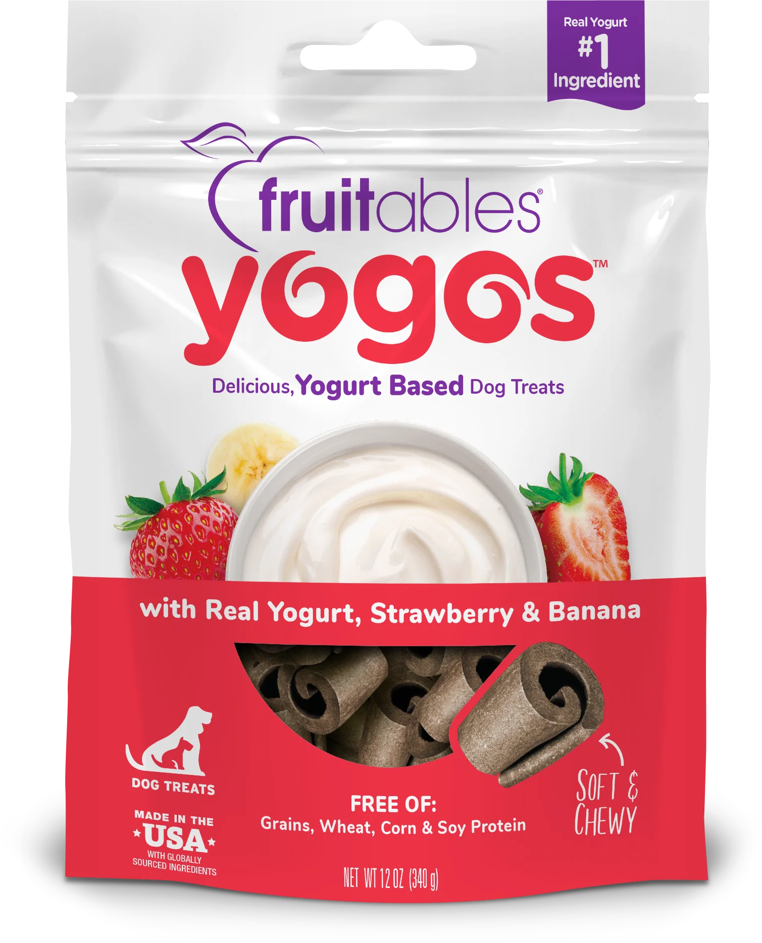 Fruitables Dog Treat Yogurt Strawberry Banana 12 oz