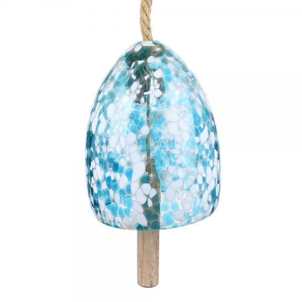 Blown Glass Bell Blue and White