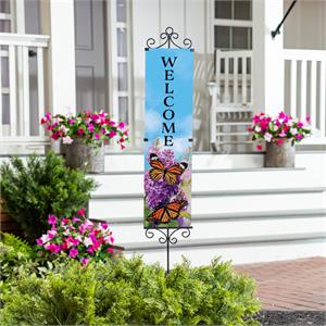 Vertical Sign Lilac and Butterfly