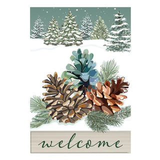 Garden Flag Winter Pinecones Applique
