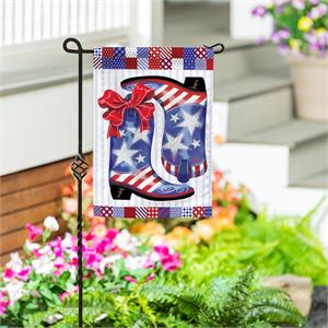 Garden Flag Patriotic Western Boots Moire