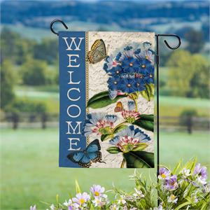 Garden Flag, Blue Hydrangea Musings Moire
