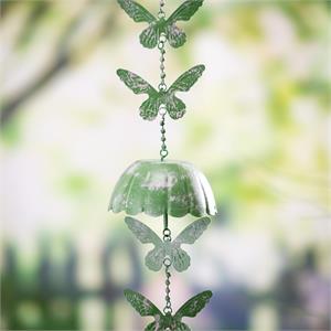 Garden of Wonder Hanging Metal Butterfly Green 15"