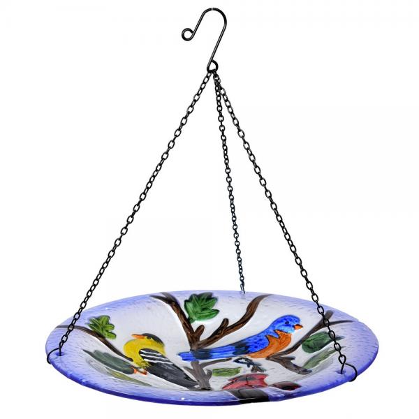 Songbird Trio Hanging Glass Bird Bath