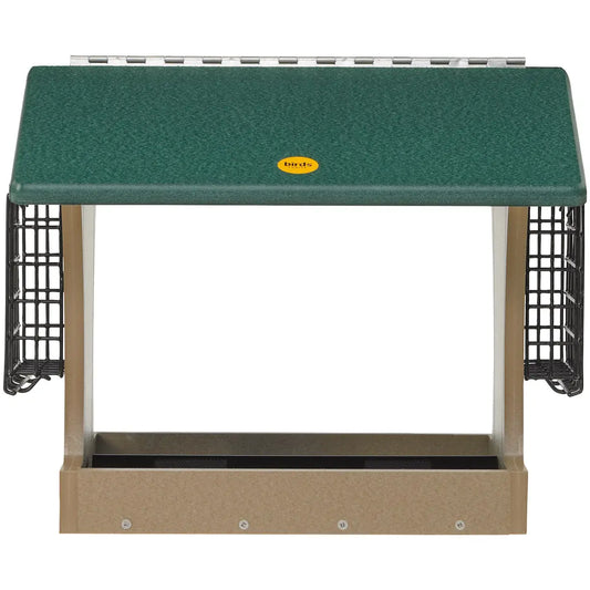 Large Recycled Hopper Feeder w/Suet Cages