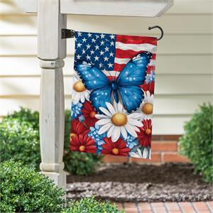 Garden Flag Patriotic Butterfly Suede
