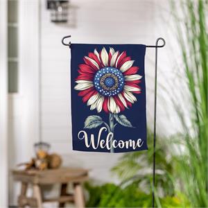 Garden Flag Patriotic Sunflower Suede
