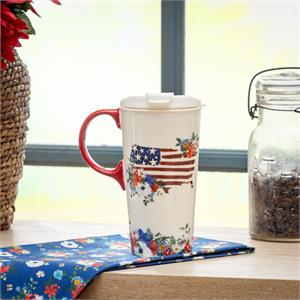 Ceramic Perfect Cup Red, White, and Bloom