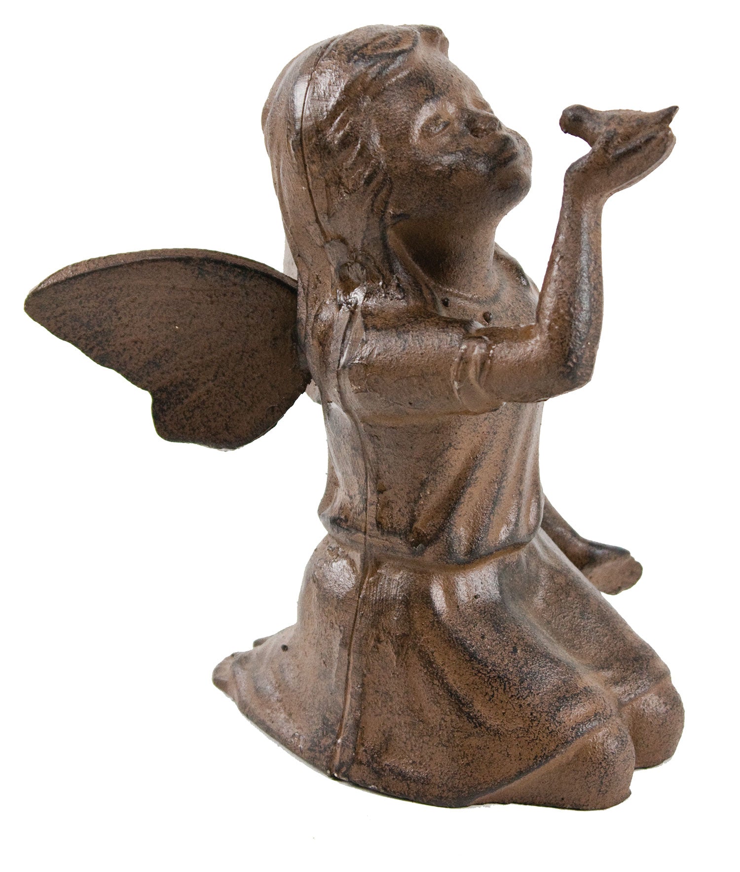 Angel Holding Bird Rust