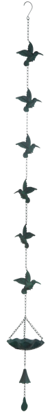 Rain Chain, Green Patina Hummingbird w/ Feeder