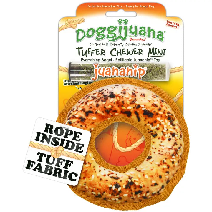 Doggijuana Everything Bagel Tuffer Chewer Mini Dog Toy