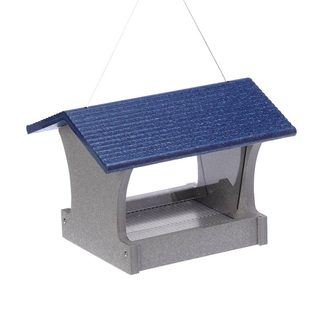 Recycled Medium Blue Hopper Bird Feeder