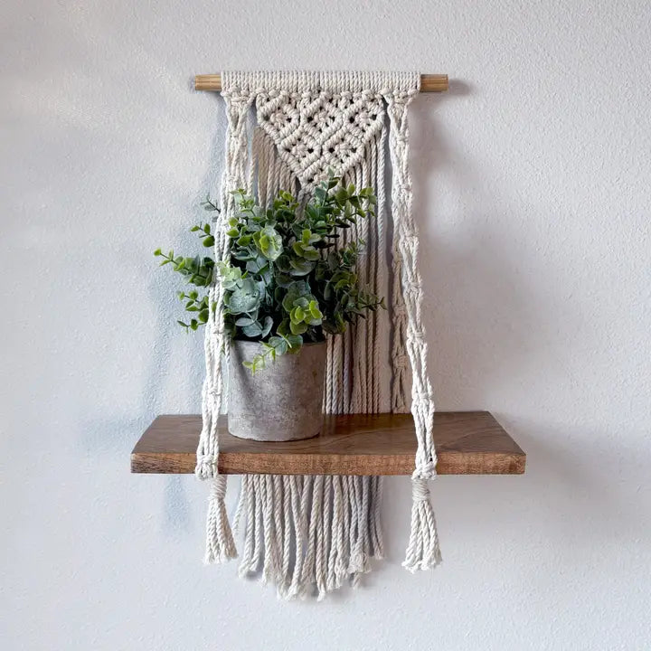 Macrame Plant Hanger Wall Shelf 18"
