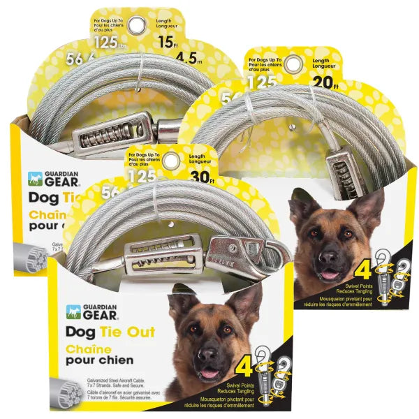 Guardian Gear XL Dog Twin-Swivel Vinyl Coated Tie-Out 15ft