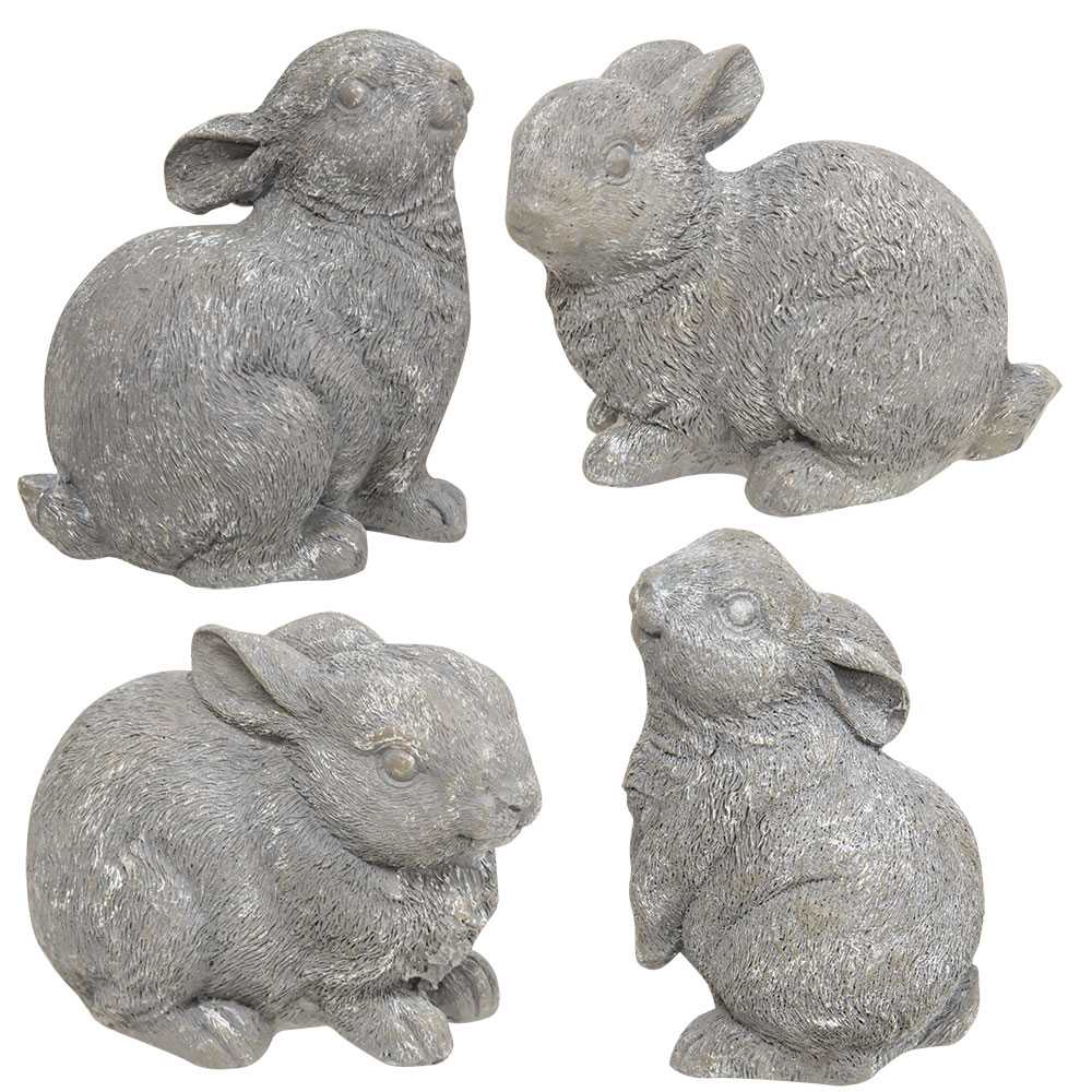 Gray Resin Bunny - 4 Asstd