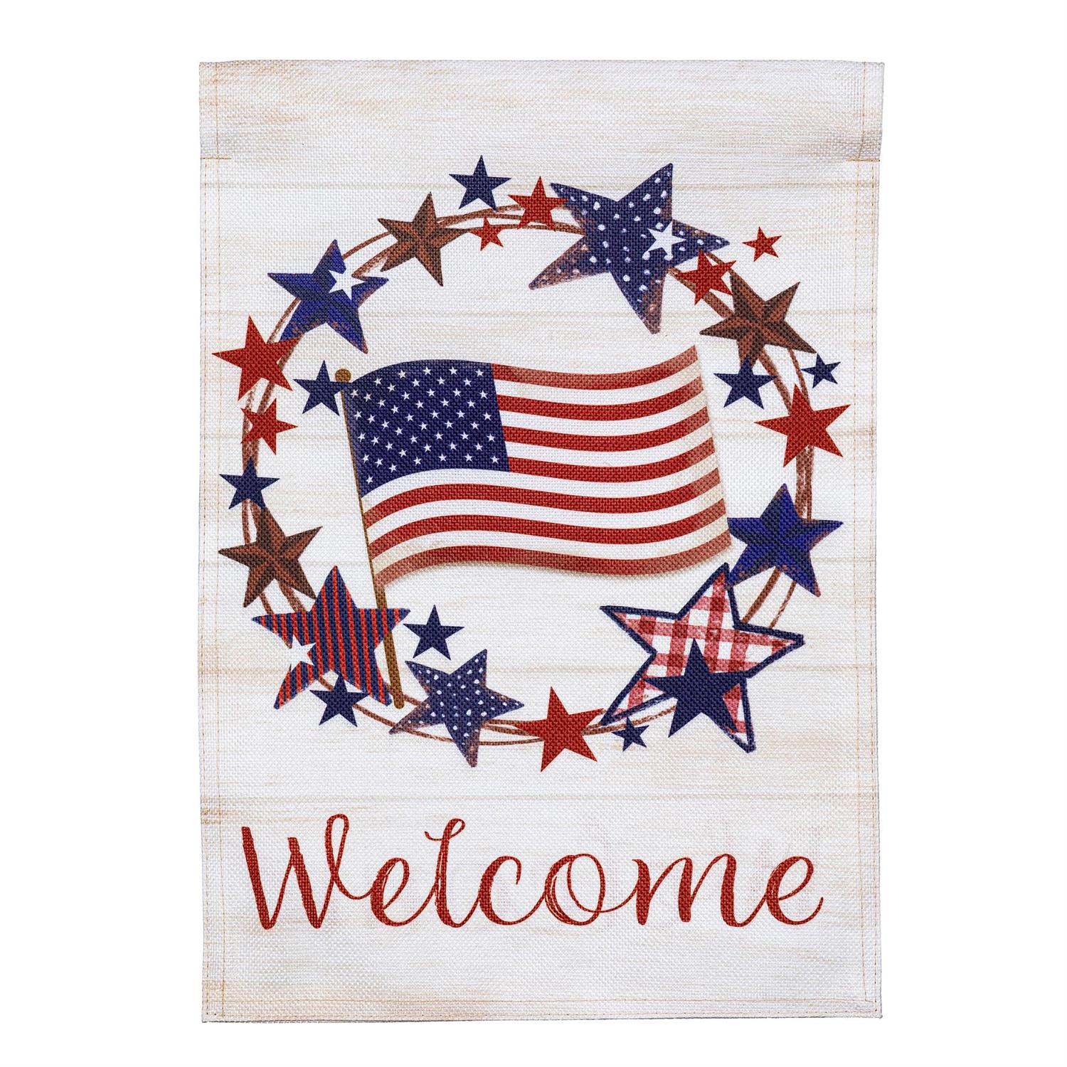 Burlap Flag Americana Star Wreath