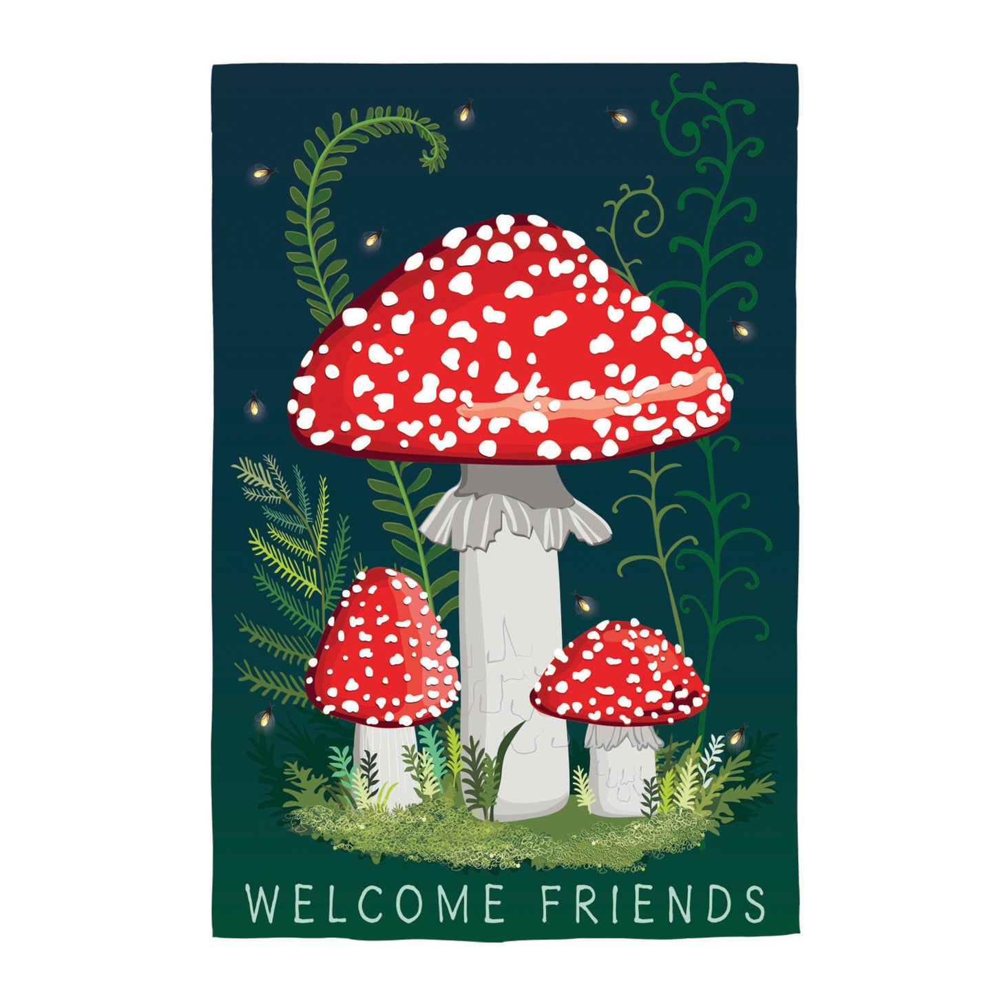 Garden Flag Linen Welcome Friends Mushroom Garden