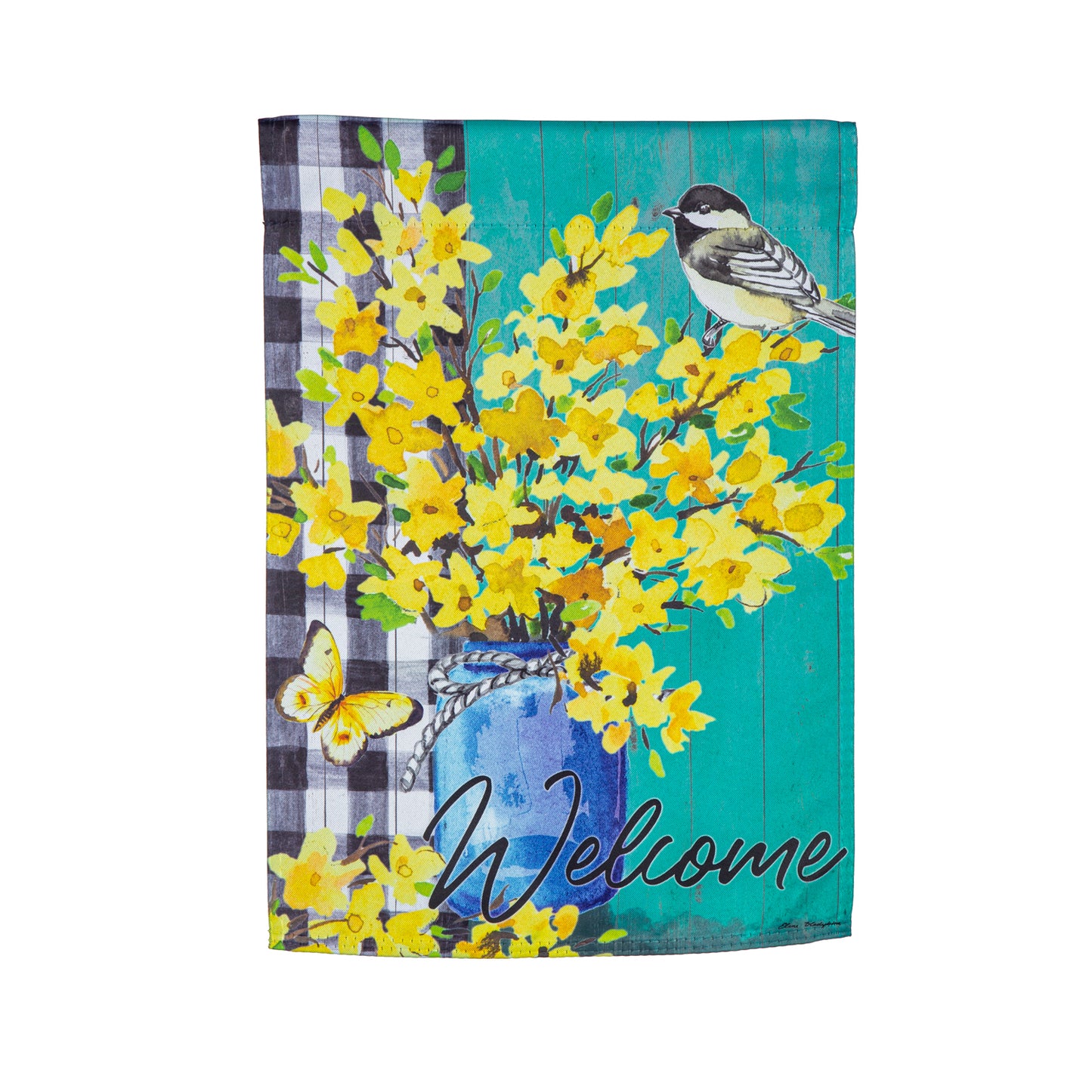 Garden Flag Suede Spring Forsythia