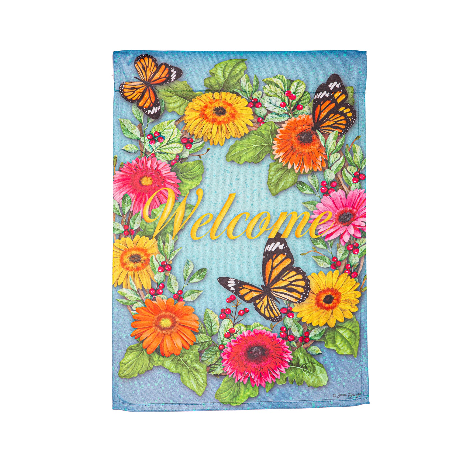 Garden Flag Suede Gerbera Butterflies