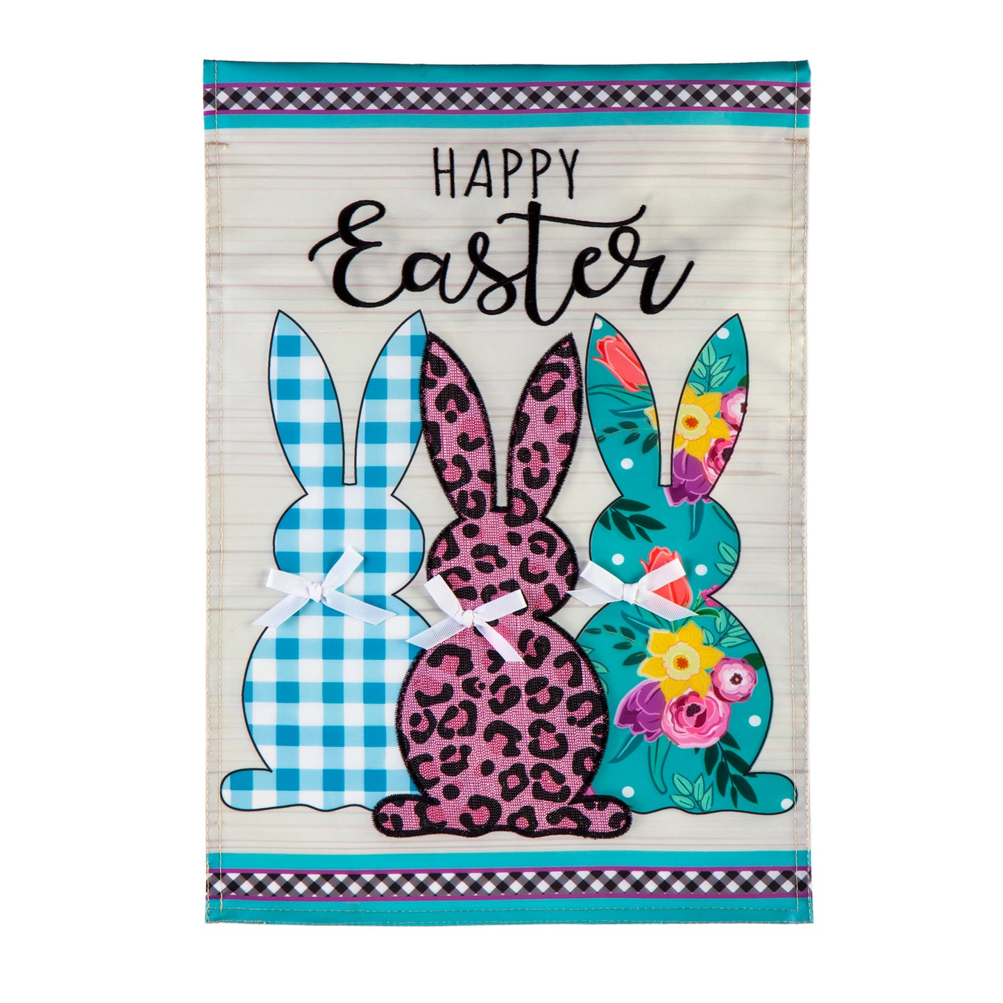 Garden Flag Applique Bright Bunnies