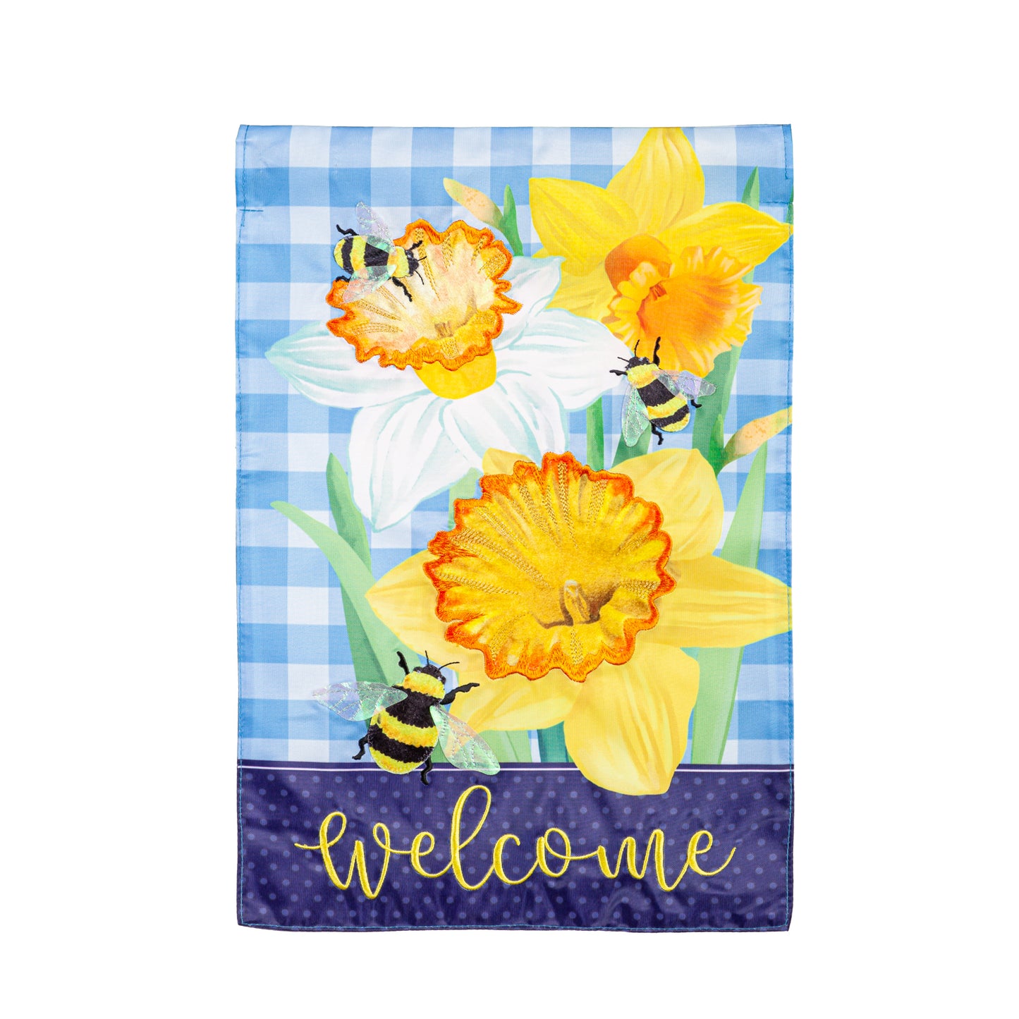 Garden Flag Applique Daffodils & Bees