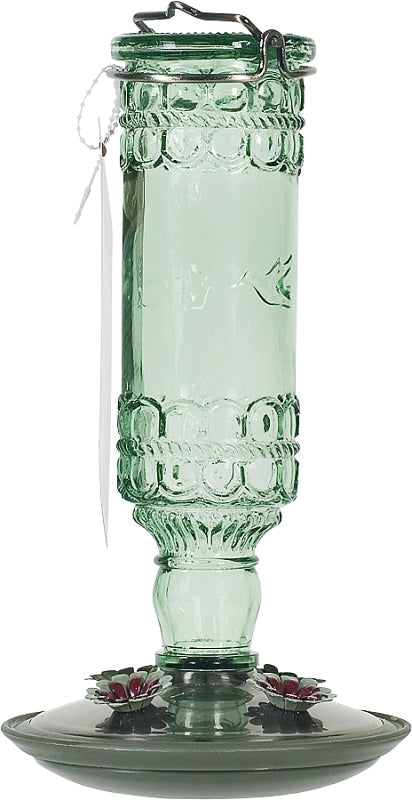 Perky-Pet Antique Green Glass Hummingbird Feeder