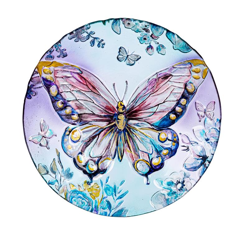 Glass Birdbath Season to Sparkle Hand Painted